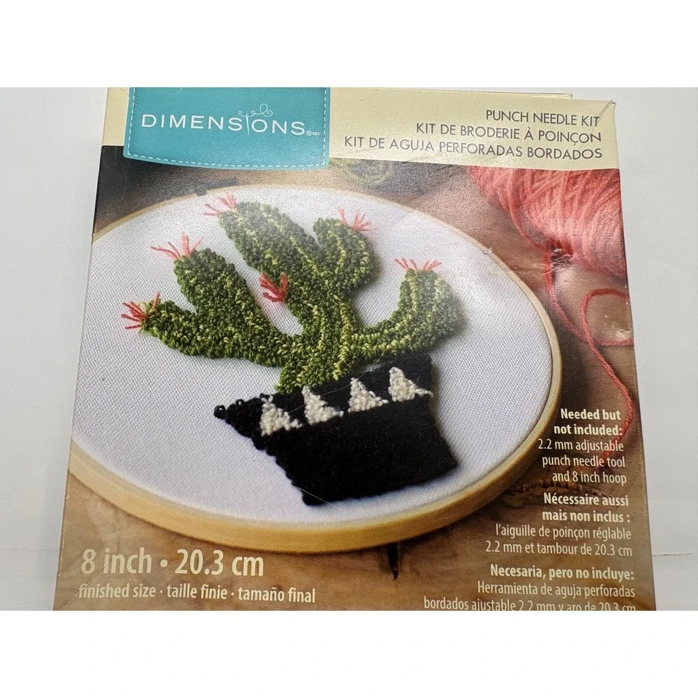 Loops & Threads Punch Needle Embroidery Kit Set of 2 Cactus & Poppies 8in